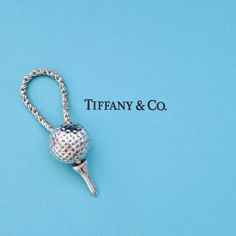 EXTREMELY RARE Vintage 1980s Tiffany & Co. Golf Ball and Tee Silver Key Ring